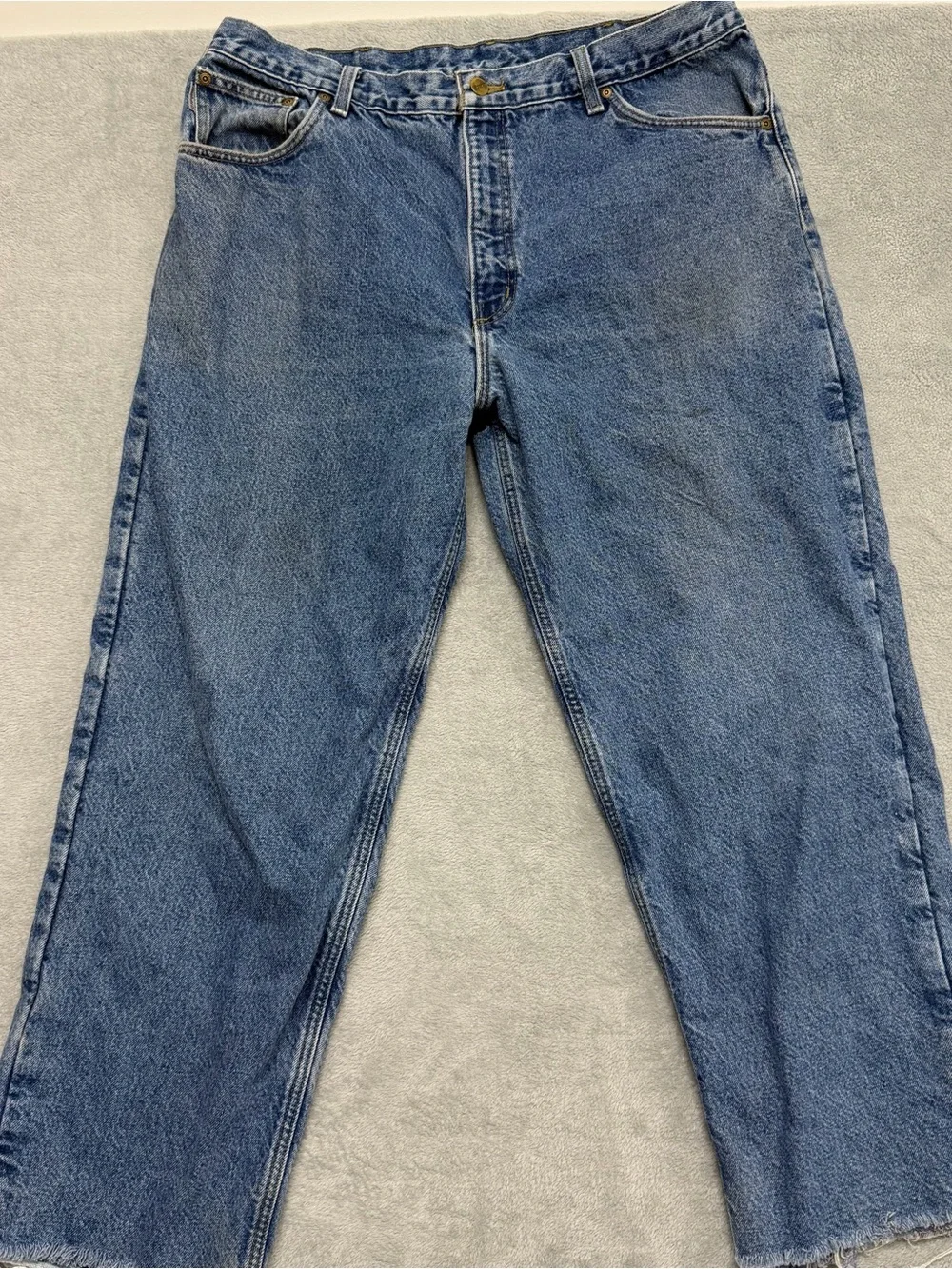 Vintage 90s Carhartt Flannel Lined Jeans Mens 35x28 Blue Dark Wash B21 DST